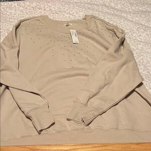 Maurices Cream Studded Sweatshirt